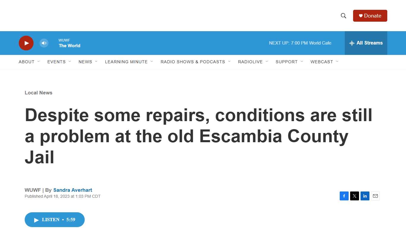 Despite some repairs, conditions are still a problem at the old Escambia County Jail WUWF