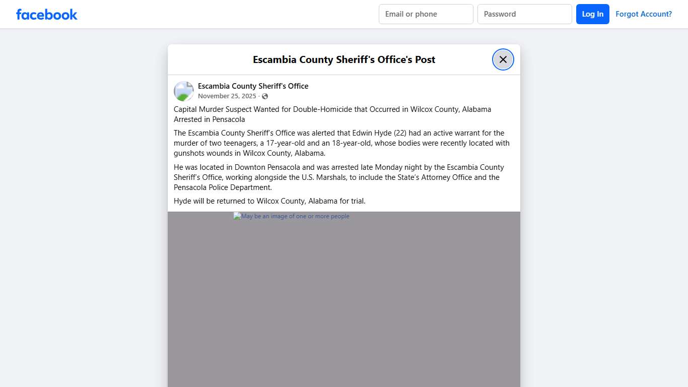 Capital Murder Suspect... - Escambia County Sheriff's Office Facebook