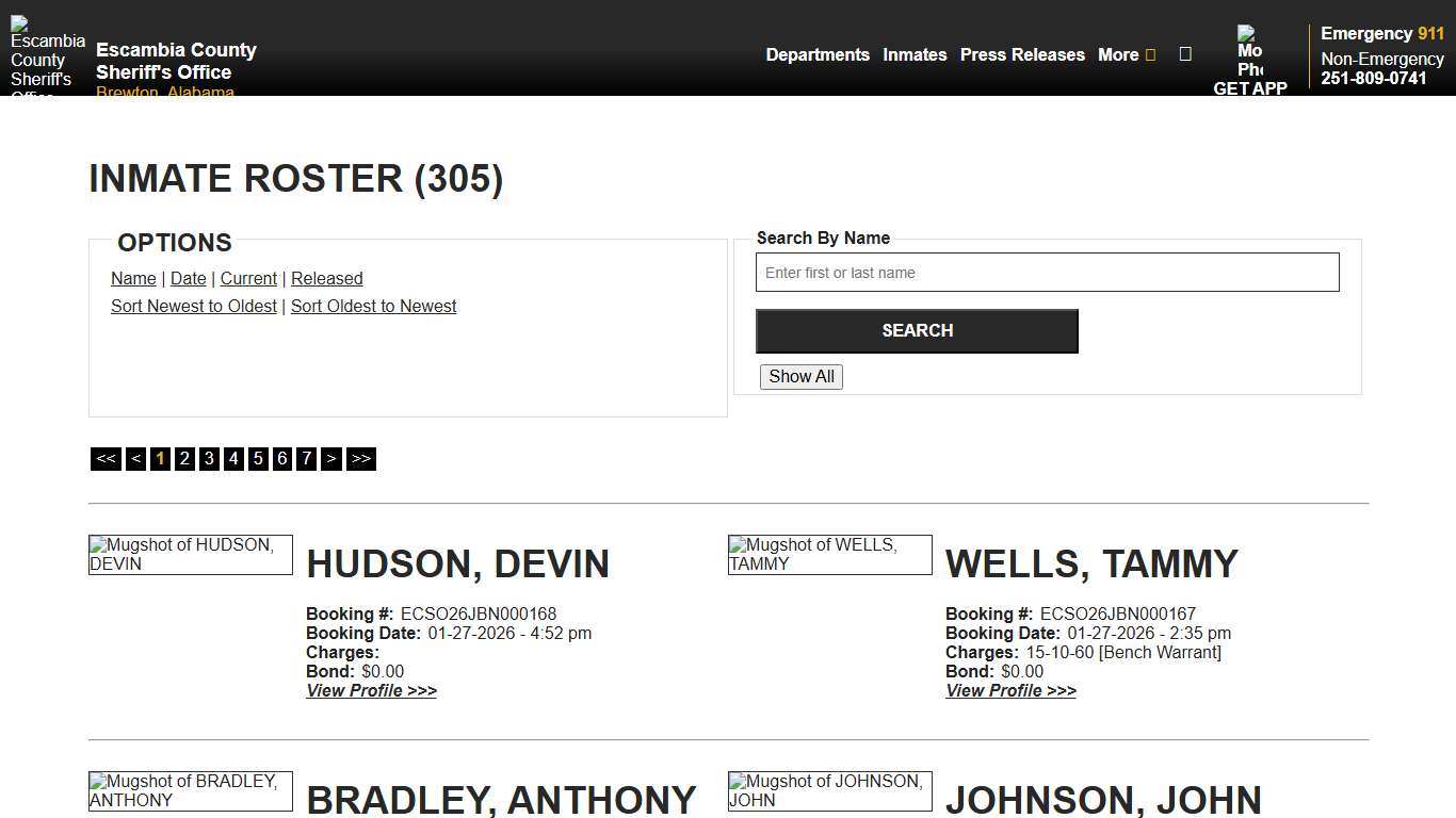 Inmate Roster - Current Inmates Booking Date Descending - Escambia County Sheriff, AL